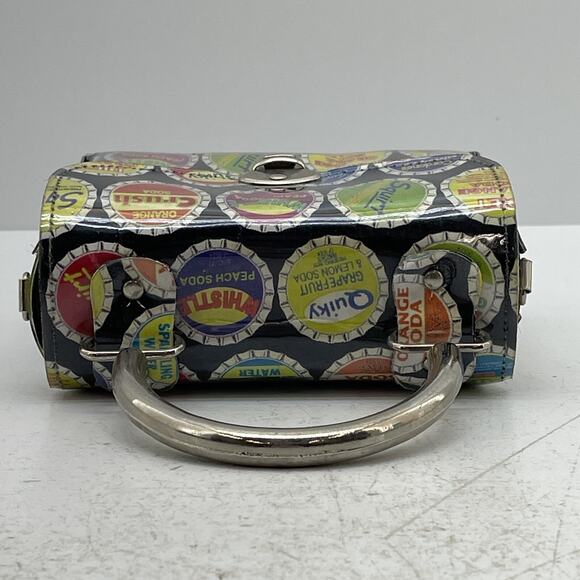 Vintage Soda Cap Designs Handbag Storage Carry Pouch Tuck Lock Buckle Purse - Picture 5 of 10